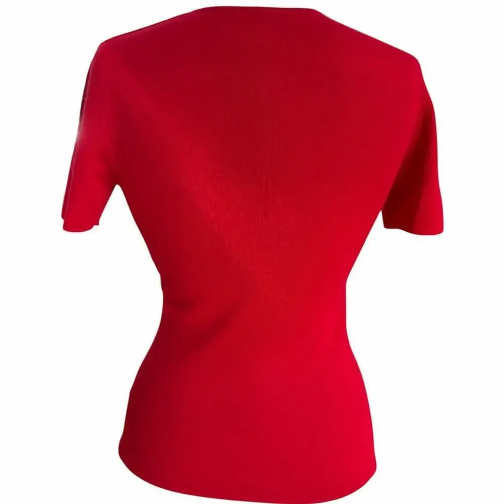 Michael Kors  Red Cashmere Short-Sleeve Sweater Medium